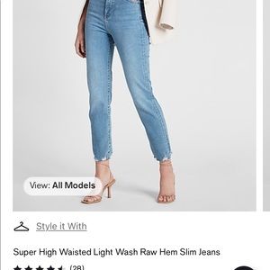 Express Slim jeans with distressed hem.